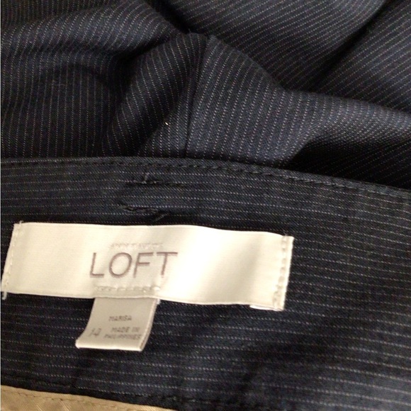 Loft pants women 14 Marissa blue stripe wide leg - Picture 6 of 9